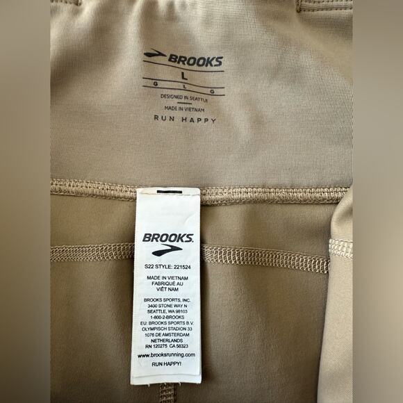 Brooks Method 7/8 Running Perforated Tights Leggings In Oatmeal Tan Size Large - Picture 9 of 14